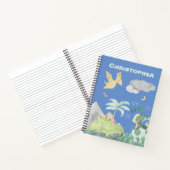 Cute Blue Waterverf Dinosaur Notitieboek (Binnen)