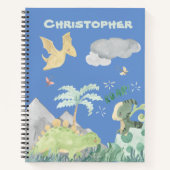 Cute Blue Waterverf Dinosaur Notitieboek (Voorkant)