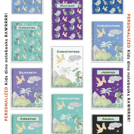 Cute Blue Waterverf Dinosaur Notitieboek