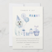 Cute Blue Waterverf Dog any Age Birthday Party Bedankkaart (Voorkant)
