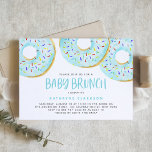 Cute Blue Waterverf Donuts Baby shower Brunch Kaart<br><div class="desc">Geniet van deze leuke en feestelijke uitnodiging om baby shower brunch te schenken. Dit aanpasbare baby shower biedt waterverf donuts met kleurrijke sproinkles. Personaliseer door namen,  datum,  tijd,  plaats en andere details toe te voegen.</div>