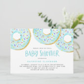 Cute Blue Waterverf Donuts Boy Baby shower Kaart (Staand voorkant)