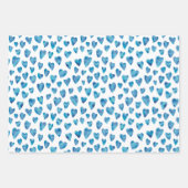 Cute blue waterverf liefde voor hartritme inpakpapier vel (Voorkant 2)