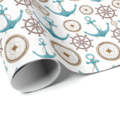 Cute Blue Waterverf Nautical Sailor Patroon Cadeaupapier (Rol Hoek)