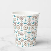 Cute Blue Waterverf Nautical Sailor Patroon Papieren Bekers (Achterkant)