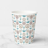 Cute Blue Waterverf Nautical Sailor Patroon Papieren Bekers (Rechts)