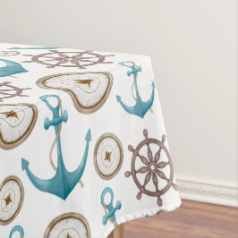 Cute Blue Waterverf Nautical Sailor Patroon Tafelkleed
