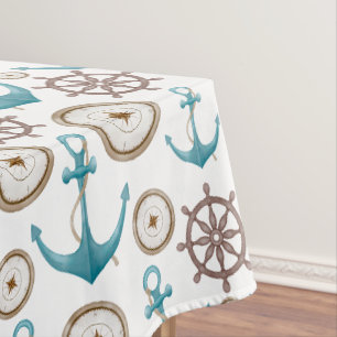 Cute Blue Waterverf Nautical Sailor Patroon Tafelkleed