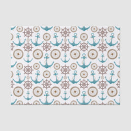 Cute Blue Waterverf Nautical Sailor Patroon Tissuepapier