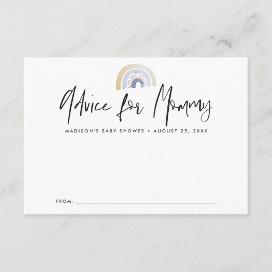 Cute Blue Waterverf Rainbow Baby shower Advieskaart (Voorkant)