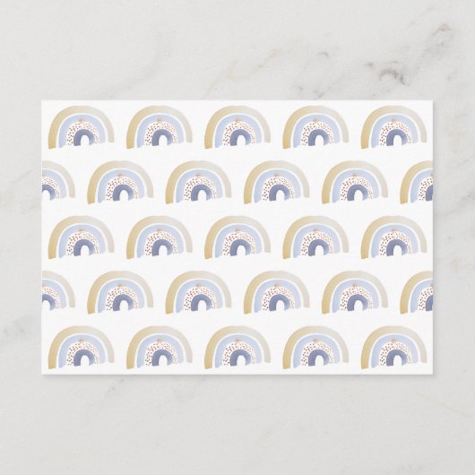Cute Blue Waterverf Rainbow Baby shower Advieskaart (Achterkant)