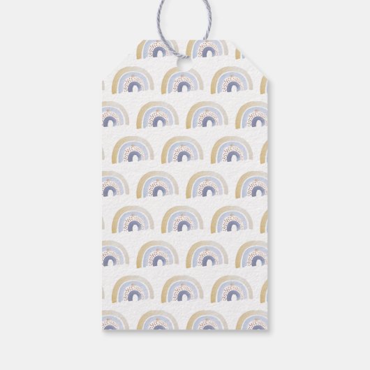 Cute Blue Waterverf Rainbow Baby shower Cadeaulabel (Achterkant)