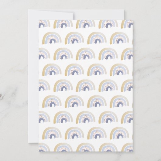 Cute Blue Waterverf Rainbow Baby shower Kaart (Achterkant)