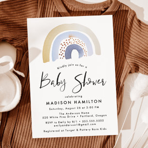 Cute Blue Waterverf Rainbow Baby shower Kaart