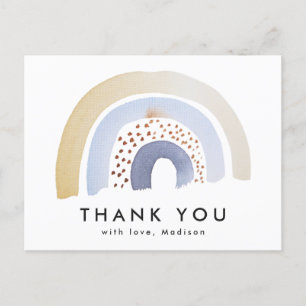 Cute Blue Waterverf Rainbow Hartelijk dank Briefkaart
