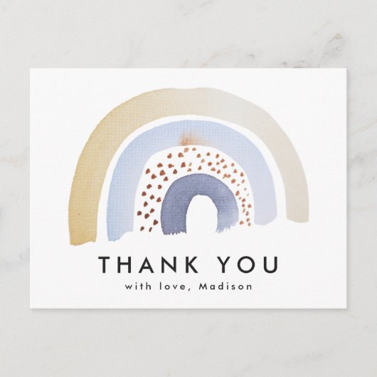 Cute Blue Waterverf Rainbow Hartelijk dank Briefkaart (Voorkant)