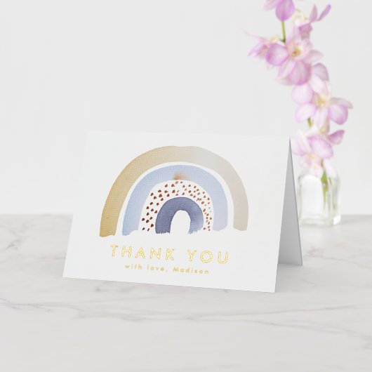 Cute Blue Waterverf Rainbow Hartelijk dank Folie Wenskaart (Orchidee)