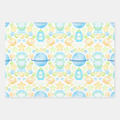 Cute Blue Waterverf Space Astronaus Birthday Inpakpapier Vel (Voorkant 3)