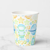 Cute Blue Waterverf Space Astronaus Birthday Papieren Bekers (Achterkant)