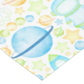 Cute Blue Waterverf Space Astronaus Birthday Tafelkleed (Gekanteld)