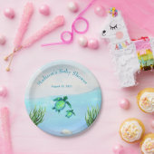 Cute Blue Waterverf Turtles Baby shower Papieren Bordje (Feest)