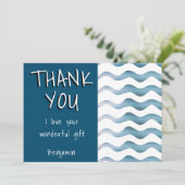 Cute Blue Wave Boy Birthday Bedankkaart (Staand voorkant)