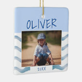 Cute Blue Waves Boy Foto Kinder kersttasje Keramisch Ornament (Rechts)