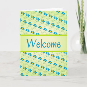 Cute Blue Welcome Flowers Wenskaart Kaart
