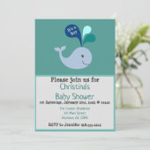 Cute Blue Whale Baby Boy Shower Kaart (Staand voorkant)