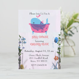 Cute Blue Whale Baby shower Kaart