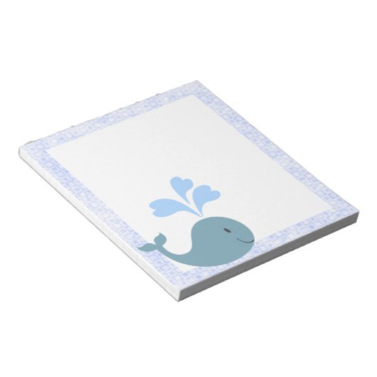 Cute Blue Whale Design Notitieblok (Schuin)