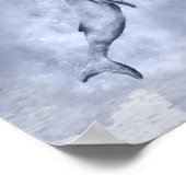 Cute Blue Whale en happy child op Moon Fantasy Poster (Hoek)