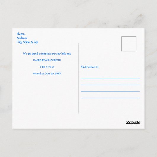 Cute Blue Whale Het is een Jongen Aankondiging Briefkaart (Achterkant)