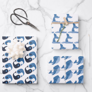Cute Blue Whale Inpakpapier Vel