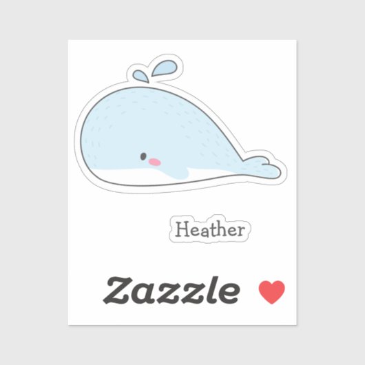 Cute Blue Whale - Kinder Sticker (Vel)