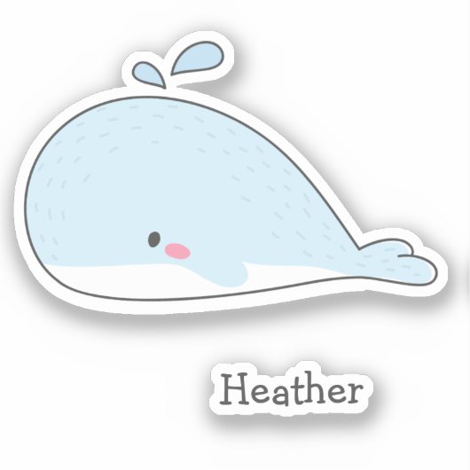 Cute Blue Whale - Kinder Sticker (Voorkant)