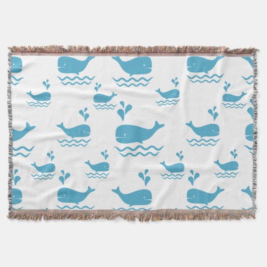 Cute Blue Whale Seamless Ocean Pattern (1) Deken (Voorkant)