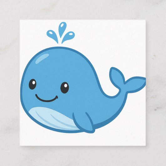 Cute Blue Whale Sticker Vierkante Visitekaartje (Achterkant)