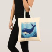Cute Blue Whale Tote Bag  (Voorkant (product))