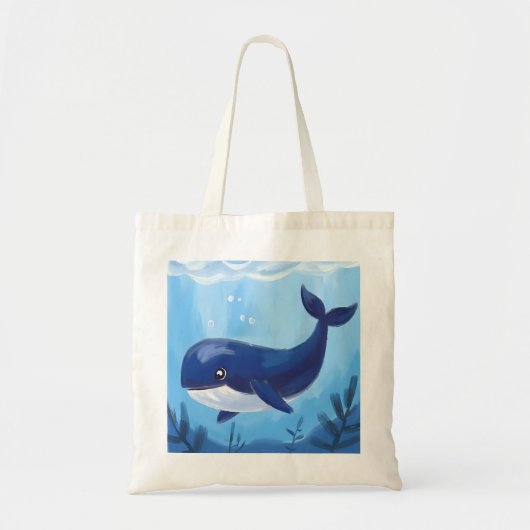Cute Blue Whale Tote Bag  (Voorkant)