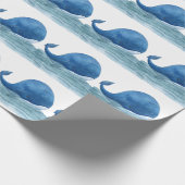 Cute Blue Whale Watercolor Illustration Cadeaupapier (Hoek)