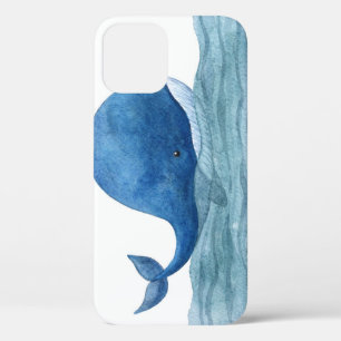 Cute Blue Whale Watercolor Illustration Case-Mate iPhone Case