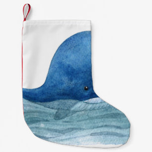 Cute Blue Whale Watercolor Illustration Kleine Kerstsok