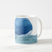 Cute Blue Whale Watercolor Illustration Koffiemok (Voorkant rechts)