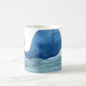 Cute Blue Whale Watercolor Illustration Koffiemok (Center)