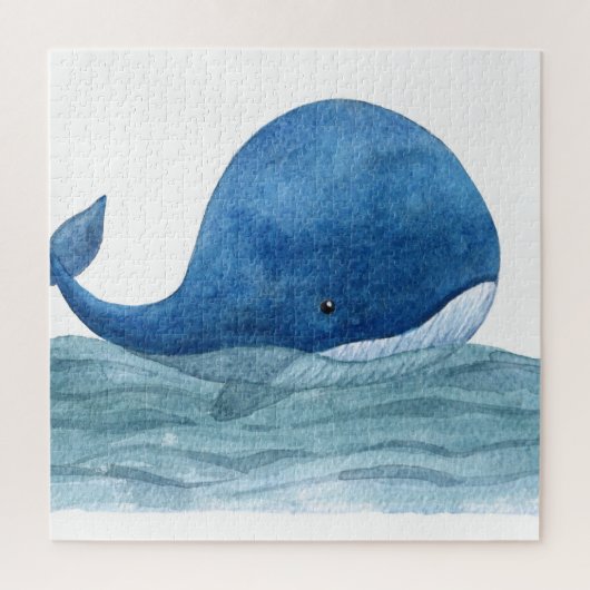 Cute Blue Whale Watercolor Illustration Legpuzzel (Verticaal)