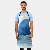 Cute Blue Whale Watercolor Illustration Schort (Gedragen)