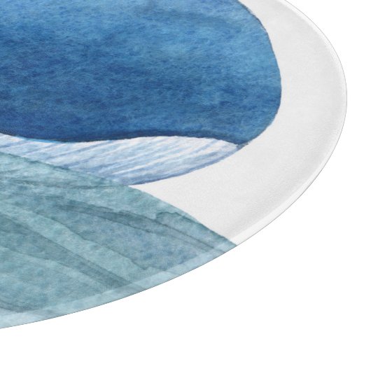 Cute Blue Whale Watercolor Illustration Snijplank (Hoek)