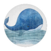 Cute Blue Whale Watercolor Illustration Snijplank (Voorkant)