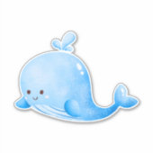 Cute Blue Whale Waterverf Sticker (Voorkant)